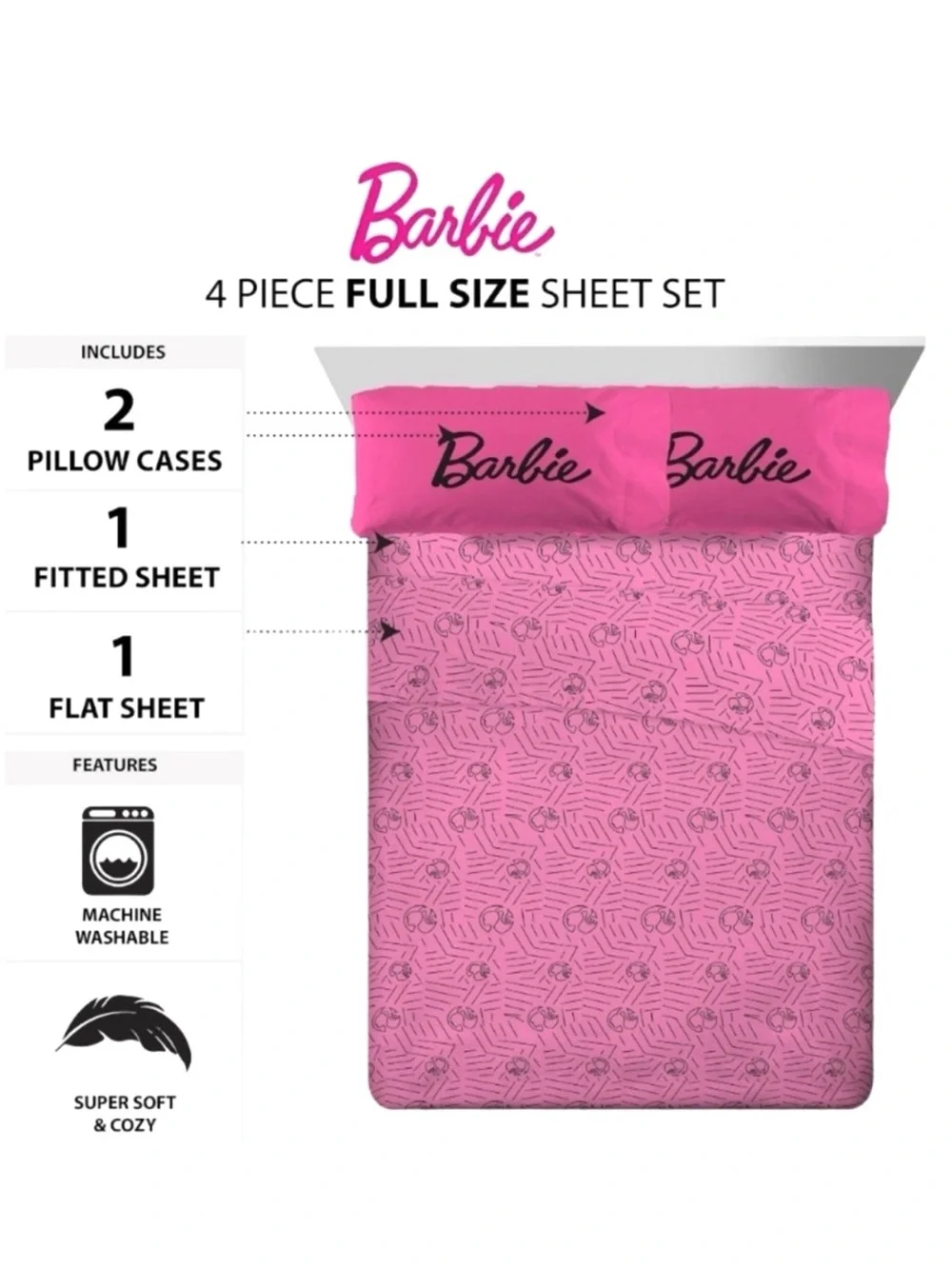 Barbie Full Size Sheet Set